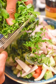 Cutting cilantro